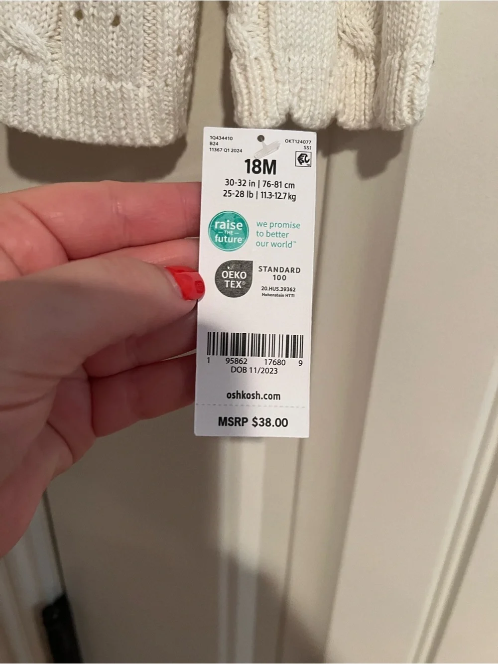 Baby B’Gosh Cream Cable-Knit Button Cardigan